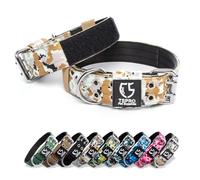 TSPRO Collar Táctico Ajustable, Hebilla Metálica, Parches Removibles, Resistente para Perros de Tamaño Mediano a Grande (Camo Caqui M+)
