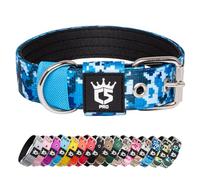 TSPRO Collar Táctico para Perros Ajustable, Collares con Broche de Metal Robusto, de 3,3 cm de Ancho, Duradero y Cómodo para Perros Pequeños (Camo Azul S)