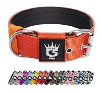 TSPRO Collar Táctico para Perros Ajustable, Collares con Broche de Metal Robusto, de 3,8 cm de Ancho, Duradero y Cómodo para Perros Medianos y Grandes (Naranja M)