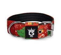 TSPRO Collar Táctico para Perros Ajustable, Collares con Broche de Metal Robusto, de 3,8 cm de Ancho, Duradero y Cómodo para Perros Medianos y Grandes (Rojo Navideño L)