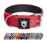TSPRO Collar Táctico para Perros Ajustable, Collares con Broche de Metal Robusto, de 3,8 cm de Ancho, Duradero y Cómodo para Perros Medianos y Grandes (Rojo L)