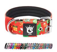 TSPRO Collar Táctico para Perros Ajustable, Collares con Broche de Metal Robusto, de 3,8 cm de Ancho, Duradero y Cómodo para Perros Medianos y Grandes (Rojo Navideño L)