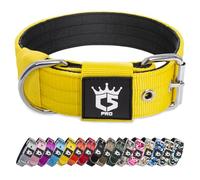 TSPRO Collar Táctico para Perros Ajustable, Collares con Broche de Metal Robusto, de 3,8 cm de Ancho, Duradero y Cómodo para Perros Medianos y Grandes (Amarillo L)