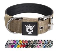 TSPRO Collar Táctico para Perros Ajustable, Collares con Broche de Metal Robusto, de 3,8 cm de Ancho, Duradero y Cómodo para Perros Medianos y Grandes (Khaki M)