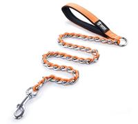 TSPRO Correa para Perros Cadena de Perro, Antimordeduras Cadena de Acero Inoxidable, Correa de Entrenamiento con Mango Suave, para Perros de Tamaño Mediano y Grande (4MM, Naranja)