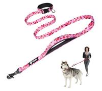 TSPRO Correas Manos Libres para Ajustable Perros Correa para Perros Correa para Caminar y Correr con Mango Acolchado Suave y Hebilla de Metal para Perros de Tamaño Mediano a Grande (Camo Rosa)
