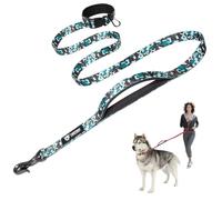 TSPRO Correas Manos Libres para Ajustable Perros Correa para Perros Correa para Caminar y Correr con Mango Acolchado Suave y Hebilla de Metal para Perros de Tamaño Mediano a Grande (Camo Cyan)