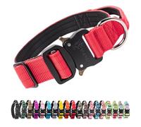 TSPRO Premium Collares para Perros, Ajustable de Collar Táctico Perro con Manija y Broche Metálica de Liberación Rápida Resistente para Perros Medianos a Grandes (Rojo M)