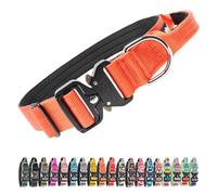 TSPRO Premium Collares para Perros, Ajustable de Collar Táctico Perro con Manija y Broche Metálica de Liberación Rápida Resistente para Perros Medianos a Grandes (Naranja L)
