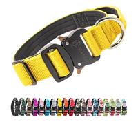 TSPRO Premium Collares para Perros, Ajustable de Collar Táctico Perro con Manija y Broche Metálica de Liberación Rápida Resistente para Perros Medianos a Grandes (Amarillo M)
