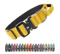 TSPRO Premium Collares para Perros, Ajustable de Collar Táctico Perro con Manija y Broche Metálica de Liberación Rápida Resistente para Perros Medianos a Grandes (Amarillo L)
