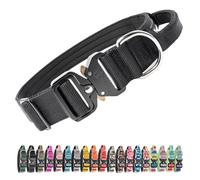 TSPRO Premium Collares para Perros, Ajustable de Collar Táctico Perro con Manija y Broche Metálica de Liberación Rápida Resistente para Perros Medianos a Grandes (Negro L)
