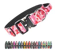 TSPRO Premium Collares para Perros, Ajustable de Collar Táctico Perro con Manija y Broche Metálica de Liberación Rápida Resistente para Perros Medianos a Grandes (Camo Rosado L)