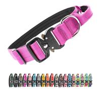 TSPRO Premium Collares para Perros, Ajustable de Collar Táctico Perro con Manija y Broche Metálica de Liberación Rápida Resistente para Perros Medianos a Grandes (Púrpura L)