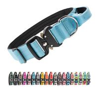 TSPRO Premium Collares para Perros, Ajustable de Collar Táctico Perro con Manija y Broche Metálica de Liberación Rápida Resistente para Perros Medianos a Grandes (Azul L)