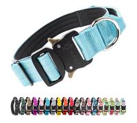 TSPRO Premium Collares para Perros, Ajustable de Collar Táctico Perro con Manija y Broche Metálica de Liberación Rápida Resistente para Perros Medianos a Grandes (Azul M)