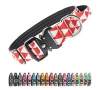 TSPRO Premium Collares para Perros, Ajustable de Collar Táctico Perro con Manija y Broche Metálica de Liberación Rápida Resistente para Perros Medianos a Grandes (Geométrico L)