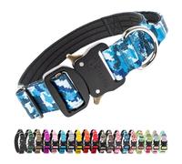 TSPRO Premium Collares para Perros, Ajustable de Collar Táctico Perro con Manija y Broche Metálica de Liberación Rápida Resistente para Perros Medianos a Grandes (Camo Azul M)