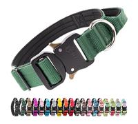 TSPRO Premium Collares para Perros, Ajustable de Collar Táctico Perro con Manija y Broche Metálica de Liberación Rápida Resistente para Perros Medianos a Grandes (Verde M)
