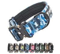 TSPRO Premium Collares para Perros, Ajustable de Collar Táctico Perro con Parche y Broche Metálica de Liberación Rápida Resistente para Perros Medianos a Grandes (Camo Azul L)