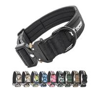 TSPRO Premium Collares para Perros, Ajustable de Collar Táctico Perro con Parche y Broche Metálica de Liberación Rápida Resistente para Perros Medianos a Grandes (Negro M)