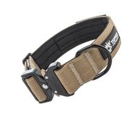 TSPRO Premium Collares para Perros, Ajustable de Collar Táctico Perro con Parche y Broche Metálica de Liberación Rápida Resistente para Perros Medianos a Grandes (Khaki L)