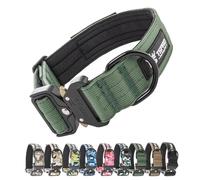 TSPRO Premium Collares para Perros, Ajustable de Collar Táctico Perro con Parche y Broche Metálica de Liberación Rápida Resistente para Perros Medianos a Grandes (Verde L)