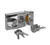 TSS Cerrojo de seguridad estándar, respaldo de 60 mm, completo con cerradura de cilindro de llanta suministrada con 3 llaves. Cerradura de puerta externa para puerta delantera y puerta trasera.