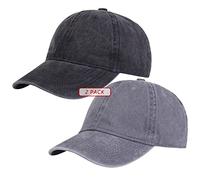 TSSGBL 2 Pack Vintage Cotton Washed Adjustable Plain Baseball Dad Hats Men Women Summer Unstructured Soft Casual Blank Everyday Outdoor Workout Sport Ball Caps - Black Grey