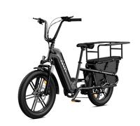 TST Bicicleta Eléctrica para Adultos con Asiento Trasero y Control por App, Bicicleta Cargo 20" Llantas Fat Batería 48V 15Ah 250W Autonomía 60KM Carga 204kg, Portaequipajes, Suspensión, Cuadro Bajo