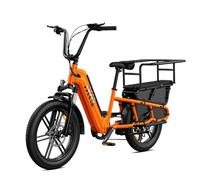 TST Bicicleta Eléctrica para Adultos con Asiento Trasero y Control por App, Bicicleta Cargo 20" Llantas Fat Batería 48V 15Ah 250W Autonomía 60KM Carga 204kg, Portaequipajes, Suspensión, Cuadro Bajo