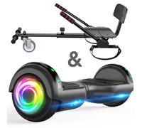 TST Hoverboard con asiento ajustable, patinete todoterreno autoequilibrado de 6,5 pulgadas, luces LED y Bluetooth