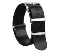 TStrap NATO - Correa de reloj de piel negra con liberación rápida para hombre y mujer - G10 Flexible Militar Reemplazo Conectado Hebilla - 18mm 20mm 22mm 24mm, 22mm