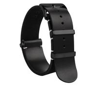 TStrap NATO - Correa de reloj de piel negra con liberación rápida para hombre y mujer - G10 Flexible Militar Reemplazo Conectado Hebilla - 18mm 20mm 22mm 24mm, 22mm