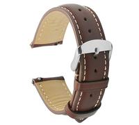 Tstrap Reloj Correa Cuero 19mm - Piel Auténtica Repuesto Suave Acolchada Banda Marrón Oscuro - Correa de Relojes Inteligentes para Hombre Mujer - Hebilla de Acero Inoxidable - 18mm 20mm 22mm