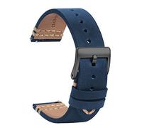 TStrap Reloj Correas Cuero 19mm - Color Azul Suave Liberacion Rapida - Correa De Reloj Deportivo Hombres Mujeres - Relojes Inteligentes Pulsera Cierre Hebilla Negro - 18mm 20mm 21mm 22mm