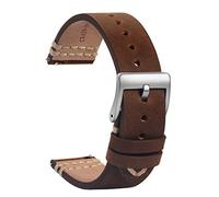 TStrap Reloj Correas Cuero 20mm - Color Marrón Suave Liberacion Rapida - Correa De Reloj Deportivo Hombres Mujeres - Relojes Inteligentes Pulsera Cierre Hebilla Plata - 18mm 19mm 21mm 22mm