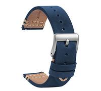 Tstrap Reloj Correas Cuero 22mm - Color Azul Suave Liberacion Rapida - Correa De Reloj Deportivo Hombres Mujeres - Relojes Inteligentes Pulsera Cierre Hebilla Plata - 18mm 19mm 20mm 21mm
