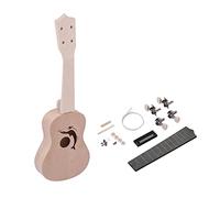 TSTS Cuerpo Guitarra sin terminar 21 Pulgadas Sin Terminar Bricolaje Juego De Ukelele Basswood Cuerpo Y Cuello Puente De Diapasón De Plástico DIY Guitarras