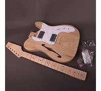 TSTS Cuerpo Guitarra sin terminar Bricolaje Kit De Guitarra Eléctrica Cuerpo Semi-Hueco con Agujeros De F Cuello De Arce 22 Trastes Truss Rod Ajuste DIY Guitarras