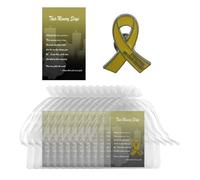 TSTZTE Juego de 60 pines de cinta funeraria, pin conmemorativo Forever in Our Hearts, broche de solapa con tarjetas de oración y bolsas de organza, Acero aleado, No es una piedra preciosa