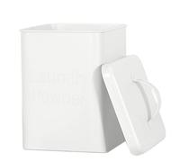 Tsuchiya Caja de detergente de 4 L con cuchara dosificadora | Caja de almacenamiento de metal para polvo de lavandería | Lata vintage Laundry en polvo para comida para perros, comida para gatos,