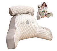 Tsuchiya Cojín de respaldo para sentarse en la cama - Cojín de lectura de cama, cojín de apoyo lumbar con brazos para trabajar en el ordenador portátil, leer, jugar, ver la televisión