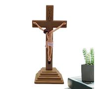 Tsuchiya Crucifijo Soporte de Cruz | Soporte de cruz decorativo que brilla en la oscuridad, decoración católica, cruz de mesa, cruz religiosa para el hogar, decoraciones cruzadas para el hogar