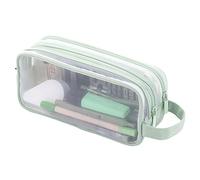 Tsuchiya malla malla | Estuche para lápices con 2 compartimentos, multiusos para adolescentes, transparente, para papelería, multifuncional, para oficina y viajes, verclaro, 1