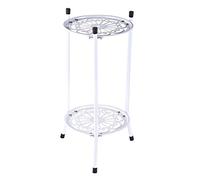Tsuchiya Soporte alto para metal, soporte alto hierro forjado 2 niveles, soporte para macetas, estante decorativo para plantas, para esquina, terraza, salón, jardín