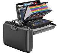 Tsudoku Organizador de Archivos Ignífugo con Cerradura, Estuche Rígido, Caja para Documentos Ignífuga con 13 Carpetas de Acordeón, para Documentos Importantes.