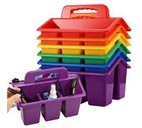 Tsudoku Paquete de 6 organizadores de almacenamiento divididos portátiles, cesta de plástico con múltiples rejillas, organizador de artículos de papelería, herramientas de pintura de jardín de