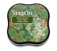 Tsukineko Stazon - Almohadilla para Sello (tamaño Mini), Color Verde Oliva