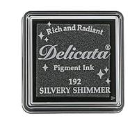 Tsukineko Tinta Delicata Color Brillo Plateado metálica Brillante 33x33mm. Almohadilla pequeña